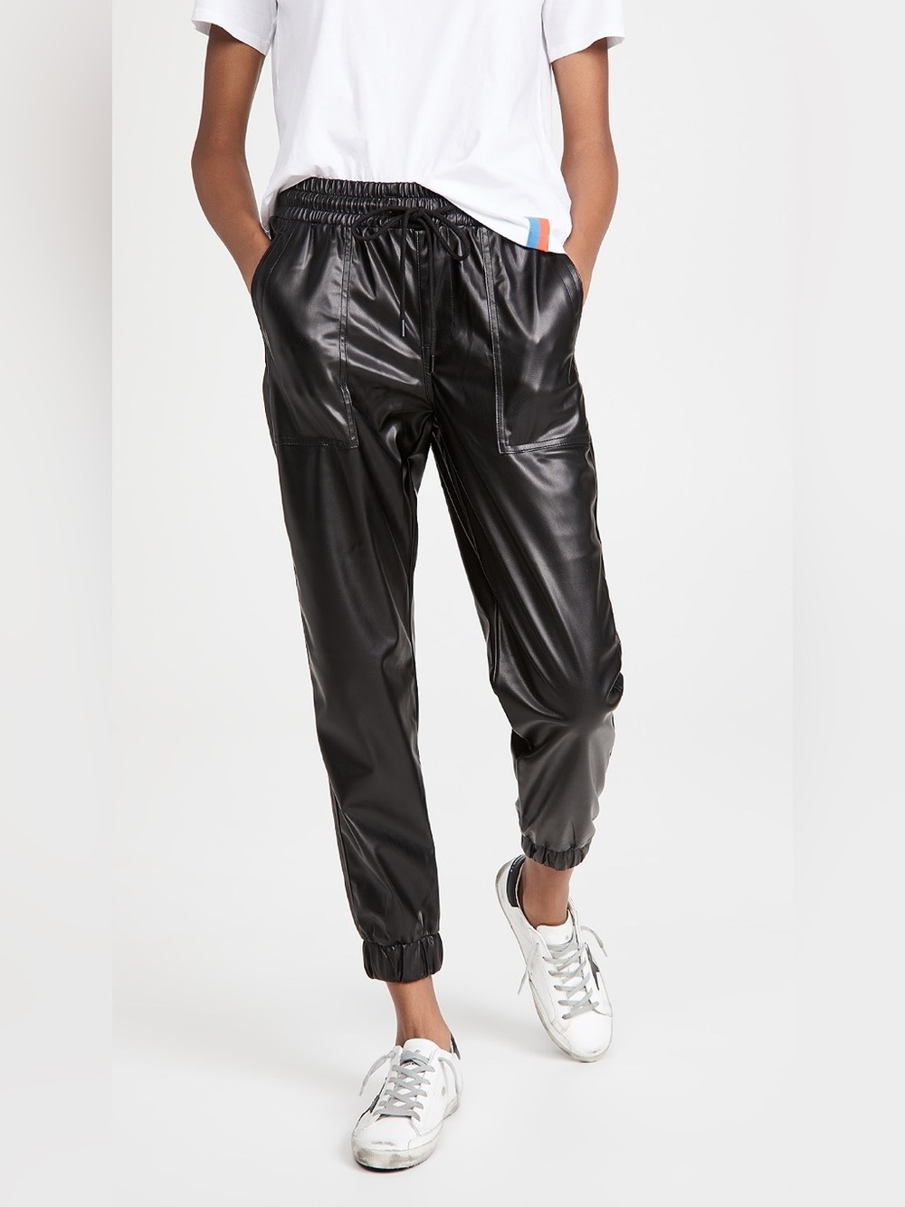 Blank NYC Men's Dark black Faux Leather Joggers
